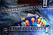 pocket with bank cards